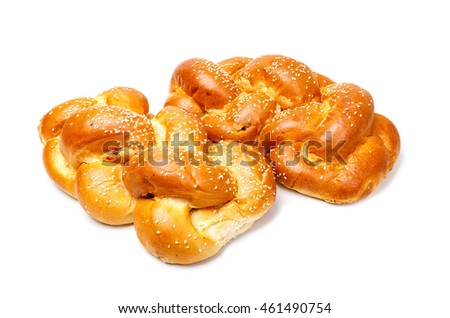 Two brided shabbat challah isolated on white background