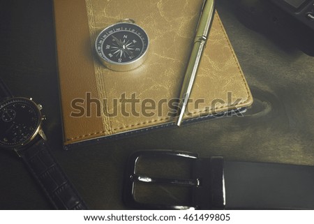 compass and other items on the desktop
