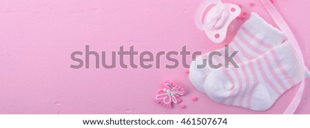 Its a Girl pink theme Baby Shower or Nursery background with decorated borders, sized to fit a popular social media cover image placeholder.