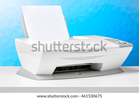 Printer on white desk