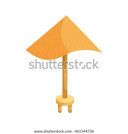 Beach umbrella icon in cartoon style isolated on white background. Sun protection symbol