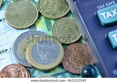 Different Close up EURO Bank note and currency  
