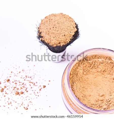 makeup brush and powder isolated