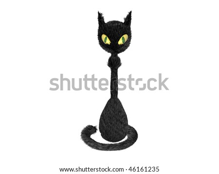 Cute black cat 3D render