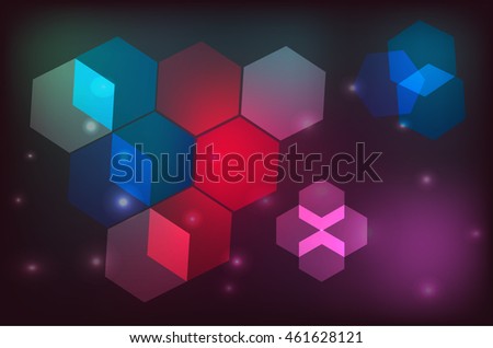 Abstract blue background with hexagons and wires