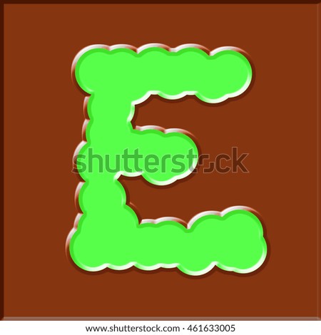 Digital art E alphabet font in bubble cloud cartoon style,Kids education element for print on card book fabric or plastic