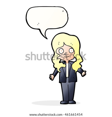 cartoon friendly business woman with speech bubble