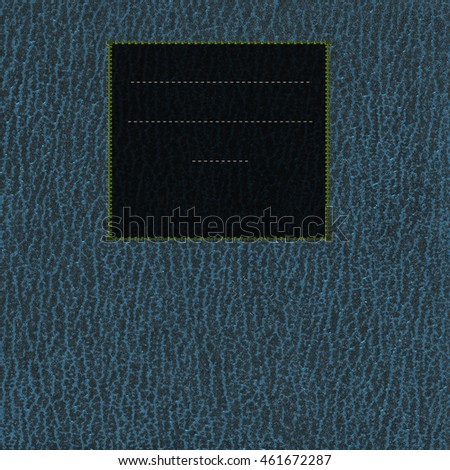 Blue leather book cover with black label