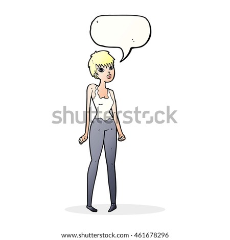cartoon pretty woman  with speech bubble