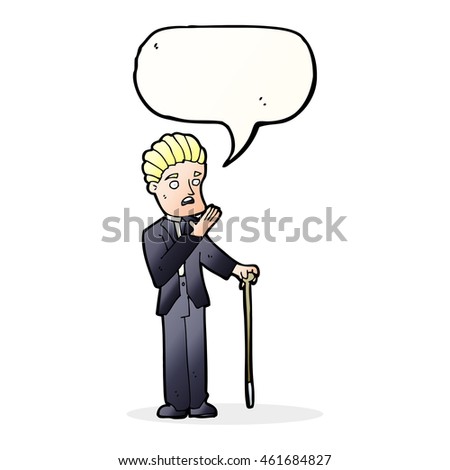 cartoon shocked gentleman with speech bubble