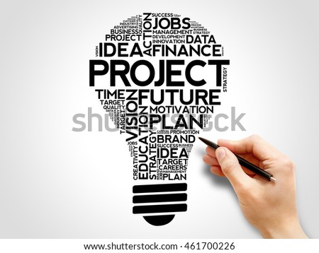 PROJECT bulb word cloud collage, business concept background