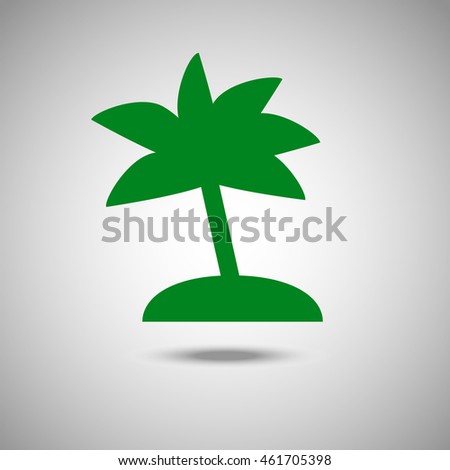 Palm tree icon. Flat style. Grey background. Vector illustration.