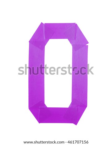 Number zero symbol made of insulating tape isolated over the white background