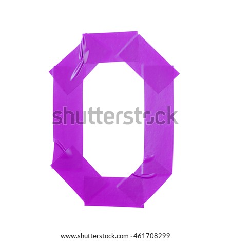 Letter O symbol made of insulating tape pieces, isolated over the white background