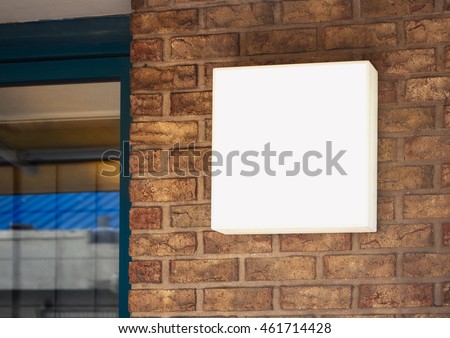Signage Shop Mock up light box sign display on brick wall 