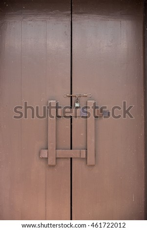 Old wood door thai style in temple