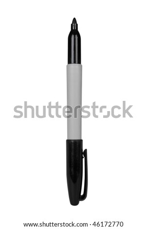 Plastic Marker pen with cap off isolated over white Royalty-Free Stock Photo #46172770
