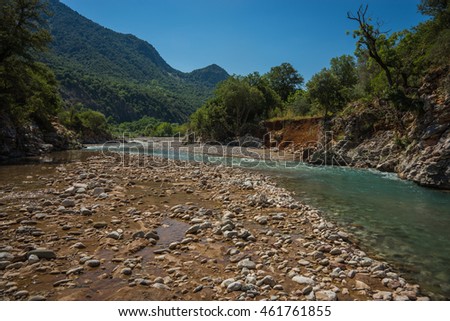 Scenic mountain  landscape with Krikiliotis river, Evritania, Greece