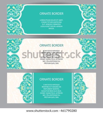 Vector decorative frame.Set Elegant element for design template, place for text.Floral border. Lace decor for birthday and greeting card, wedding invitation.