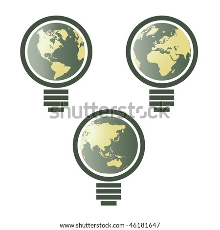 World map in light bulb - environmental vector
