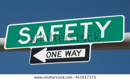 Highway sign "safety one way"