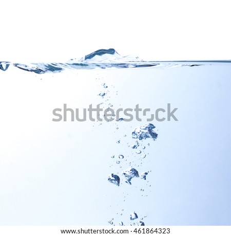 the surface of water with underwater bubbles that move towards to the top of surface