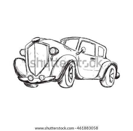 Transportation concept represented by car icon. Isolated and sketch illustration