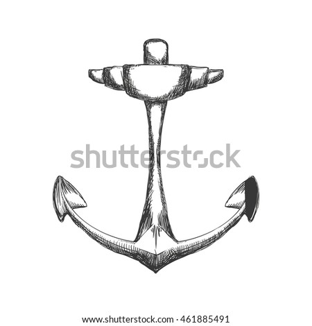 Sea lifestyle and nautical concept represented by anchor icon. Isolated and sketch illustration