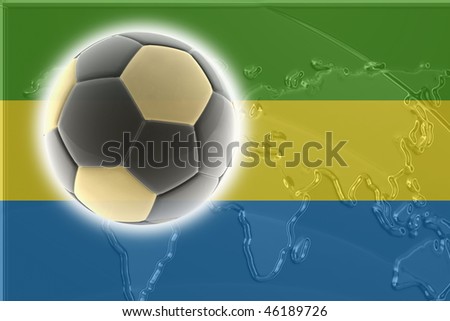 Flag of Gabon, national country symbol illustration sports soccer football