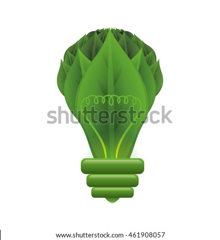 Nature and ecosystem concept represented by green leaf and bulb icon. Isolated and flat illustration