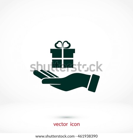 Hand and gifts icon
