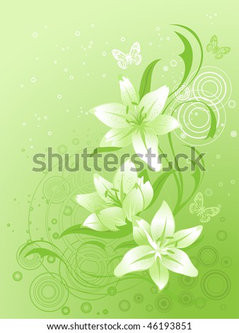 Lily, vector floral background