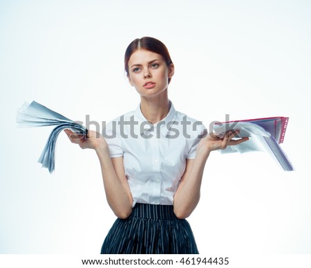 
young girl with folders