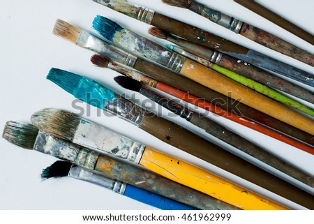A paint brush. Dirty brush. Brushes painter. Can be used for design, websites, interior, background, texture creation, the use of graphic editors and illustration.