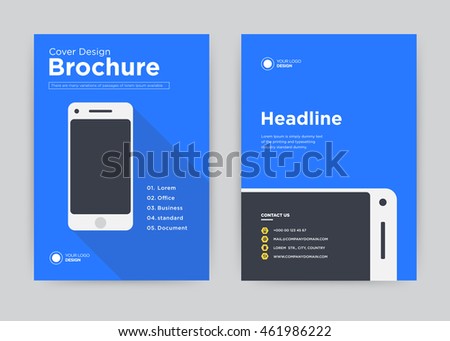 Mobile phone annual report brochure flyer design template vector, Leaflet cover presentation flat blue background, layout in A4 size