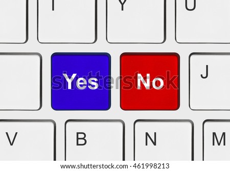 Computer keyboard with Yes and No keys - business concept