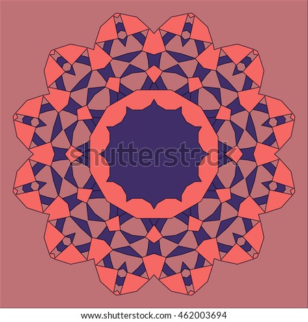 Round decorative pattern. Lace circle design template. Abstract geometric colorful background. Mandala illustration