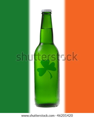 Green beer with Irish flag for St Patrick's Day