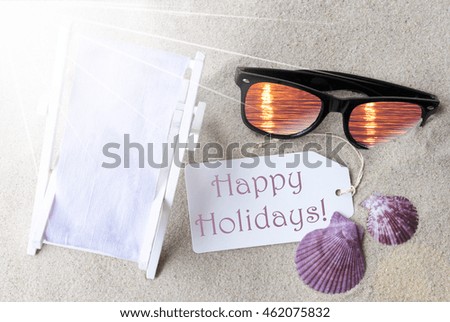 Sunny Flat Lay Summer Label Happy Holidays