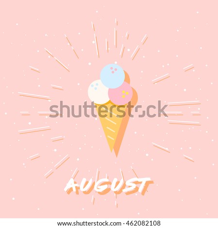 "August" summer print. Holidays poster. Greeting vector illustration.