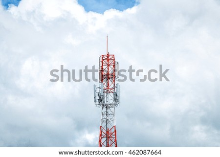 telephone signal pole with sky background.
