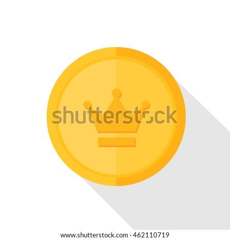 Coin with crown on white background.Vector
