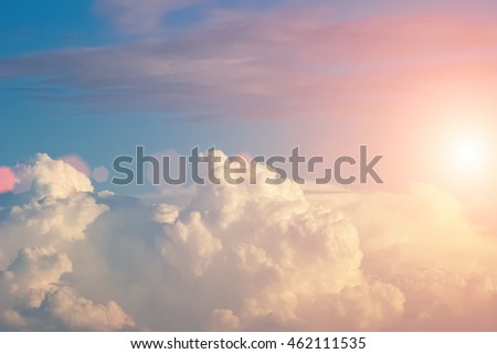 Beautiful cloudy sky with sunset Royalty-Free Stock Photo #462111535