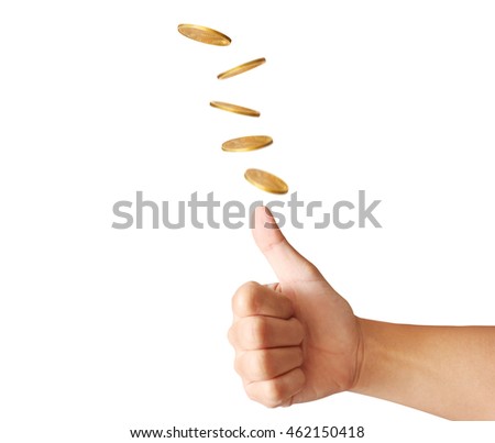 hand throwing up a coin to make  decision 