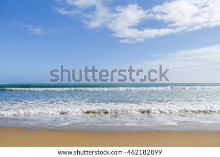 Summer landscape with tropical sea, beach and blue sky - can use for background or backdrop in nature environment or holiday travel concept