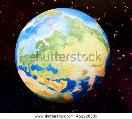 world globe in dark with twinkle stars background