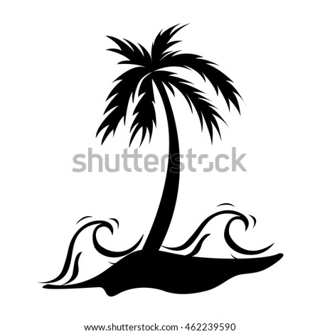 tree palm silhouette icon vector illustration design