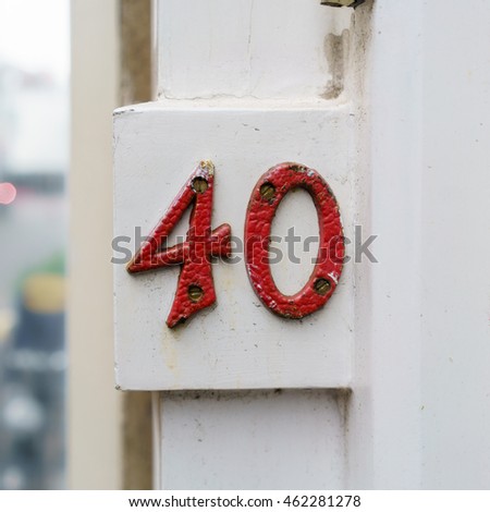red colored house number forty