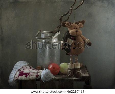 Christmas still life with a deer