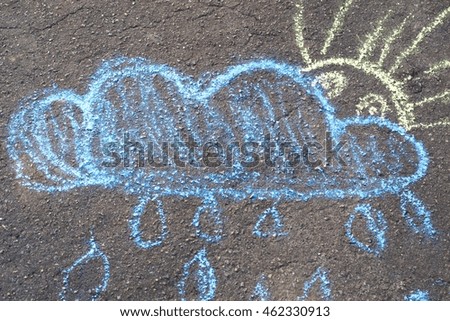 
drawing with chalk on the pavement